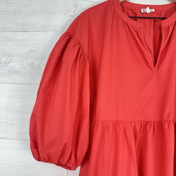 EVEREVE Sundry The Anywhere Babydoll Dress M Red Tiered Balloon Sleeves Cottage - Picture 5 of 16